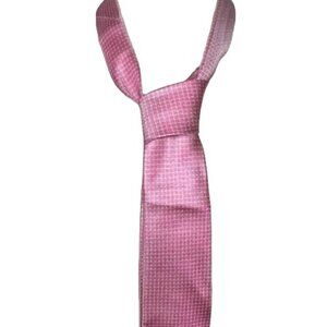 Hugo Boss Men Tie Pink Silk White Dot Pattern